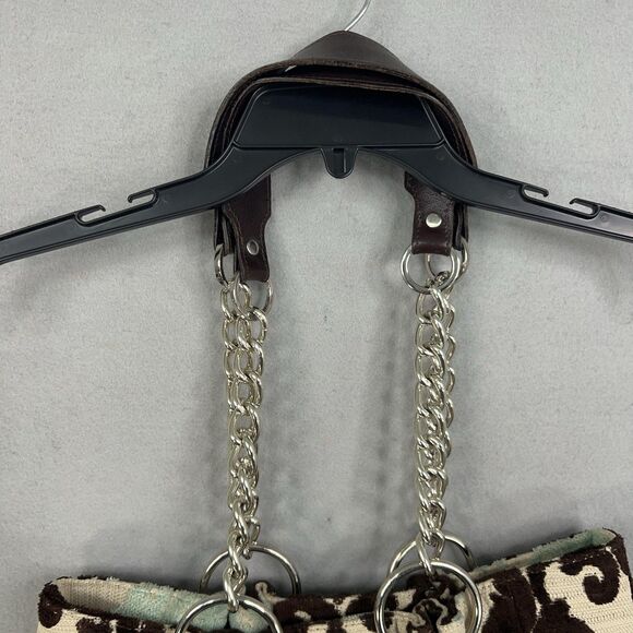 Glenda Gies Shoulder Bag Womens Brown Mint Floral Brocade Damask Chain Leather - Picture 13 of 16